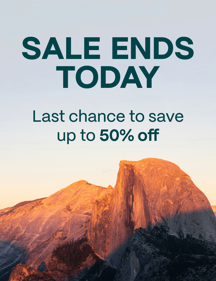 Sale ends today. Last chance to save up to 50% off