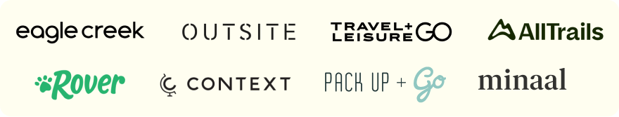 Eagle Creek, Outsite, Travel + Leisure Go, AllTrails, Rover, Context, Pack Up + Go, Minaal