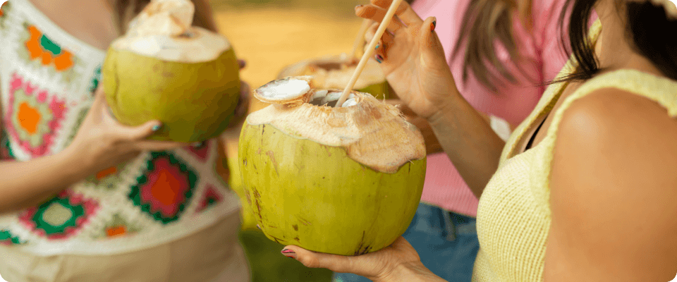 Coconuts with straws