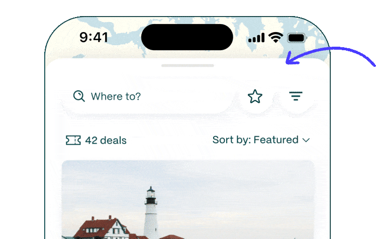 Arrow pointing to star icon at top right of mobile phone screen