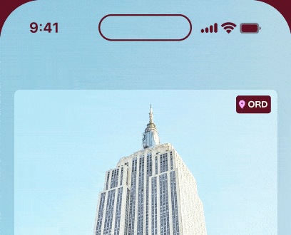 An upward pointing arrow icon pulses at the top of a mobile phone screen